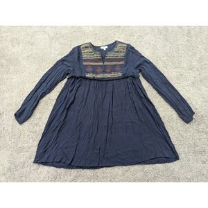 UMGEE USA Sweater‎ Dress Womens Small Long Sleeve Embroidered V-Neck Blue